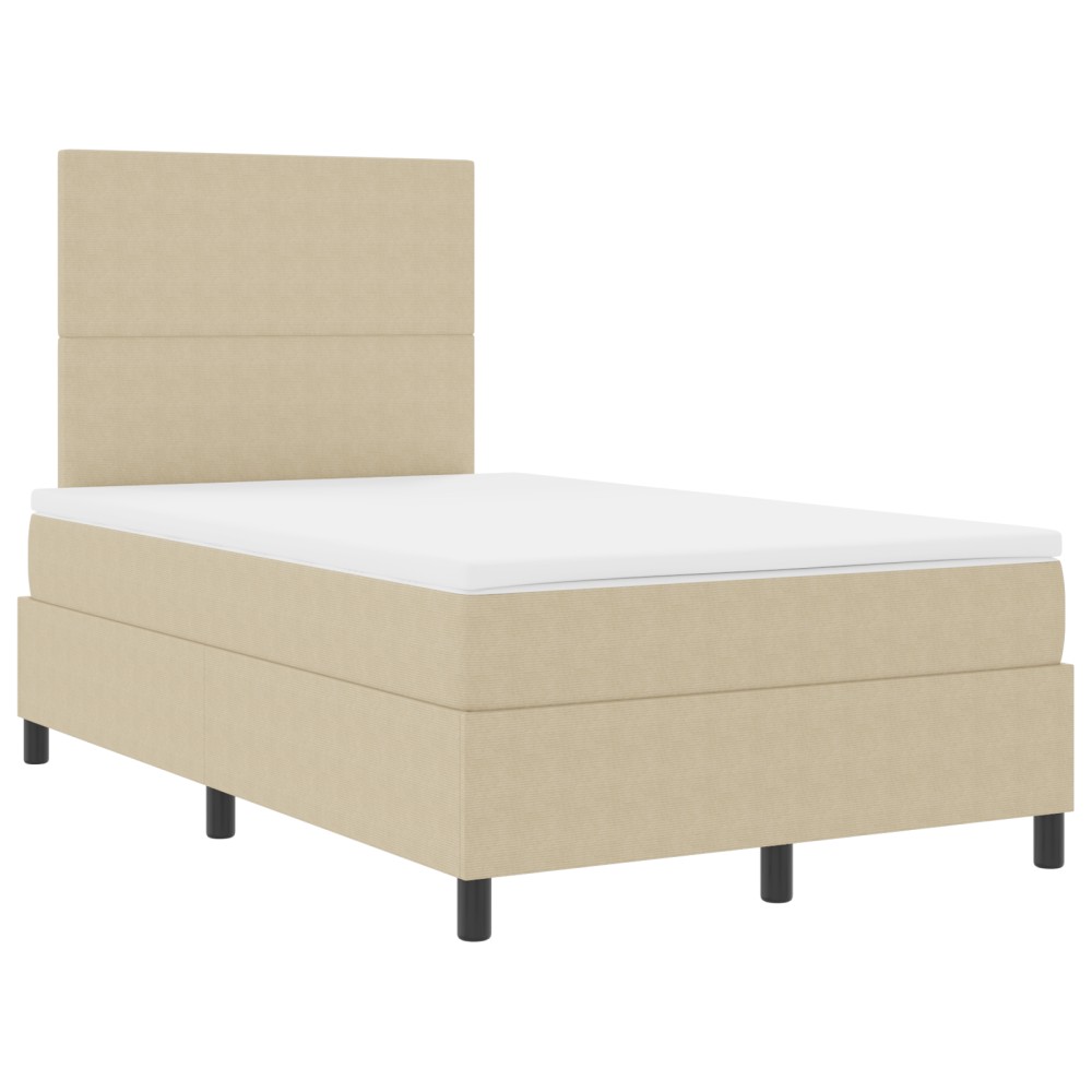 vidaXL Pat cu arcuri Manual Gri deschis și alb. 203 x 120 x 128 cm