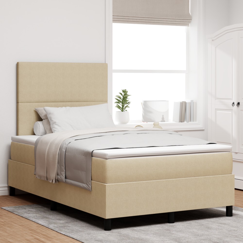 vidaXL Pat cu arcuri Manual Gri deschis și alb. 203 x 120 x 128 cm