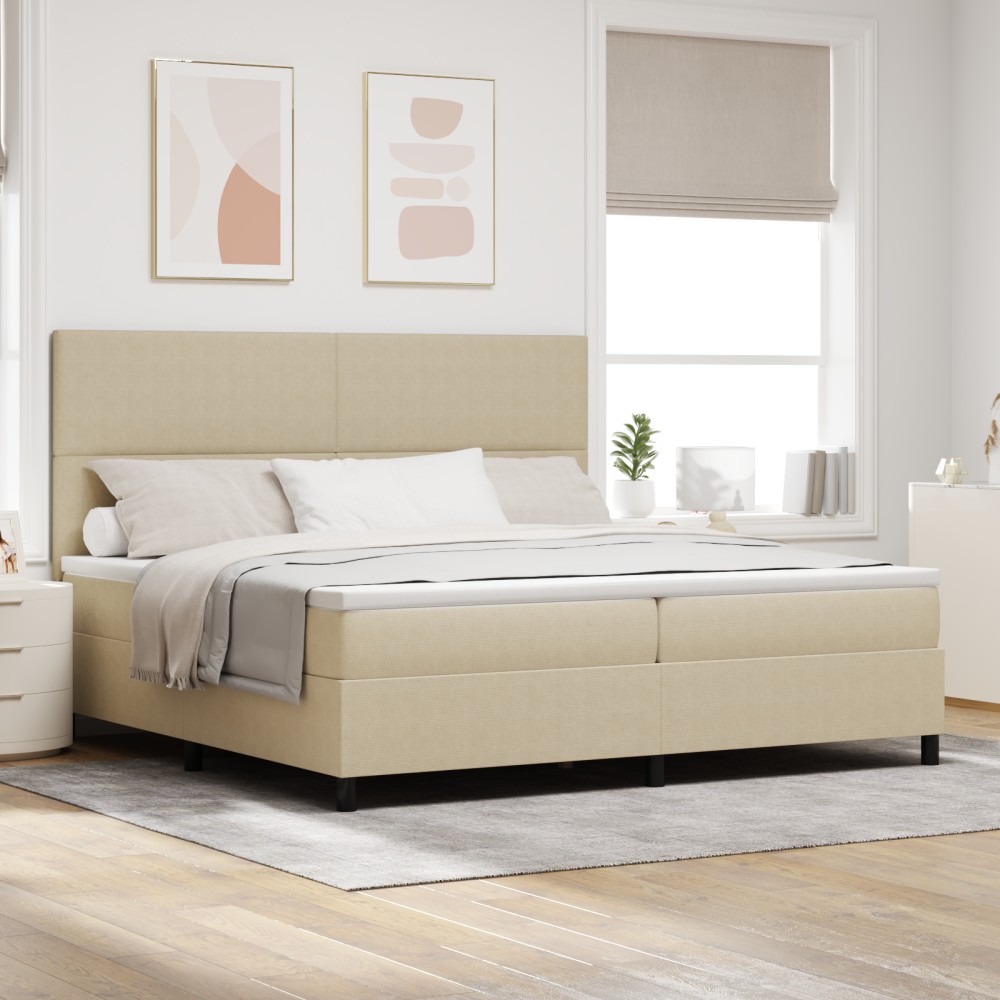 vidaXL Pat cu arcuri Manual Gri deschis și alb. 203 x 200 x 128 cm
