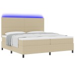 vidaXL Pat cu arcuri Manual Gri deschis și alb. 203 x 200 x 128 cm vidaXL Pat cu arcuri Manual Gri deschis și alb. 203 x 200 x 128 cm