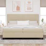 vidaXL Pat cu arcuri Manual Gri deschis și alb. 203 x 200 x 128 cm vidaXL Pat cu arcuri Manual Gri deschis și alb. 203 x 200 x 128 cm
