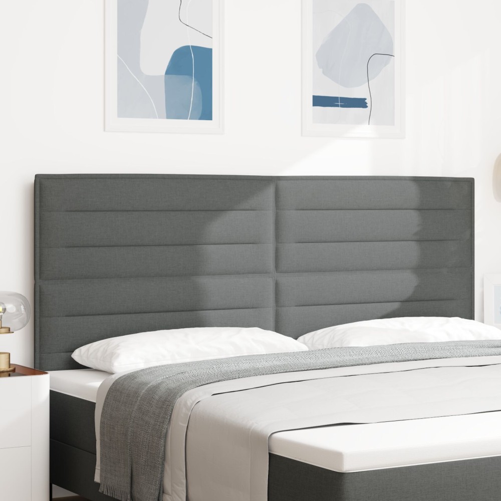 vidaXL Tăblie cap cu headboard Manual Gri închis 200 cm țesătură