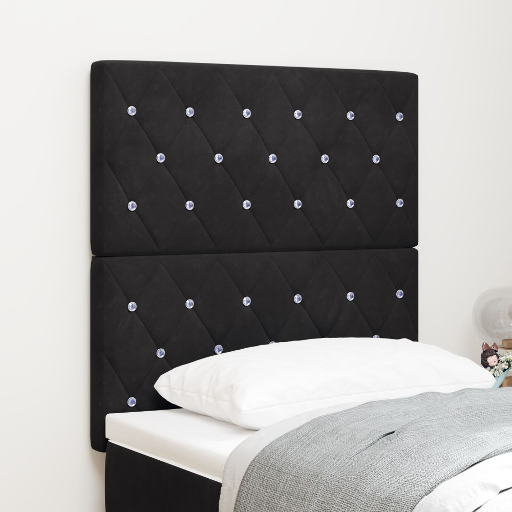 vidaXL Tăblie din Catifea Argyle cu headboard Negru 80 cm Catifea