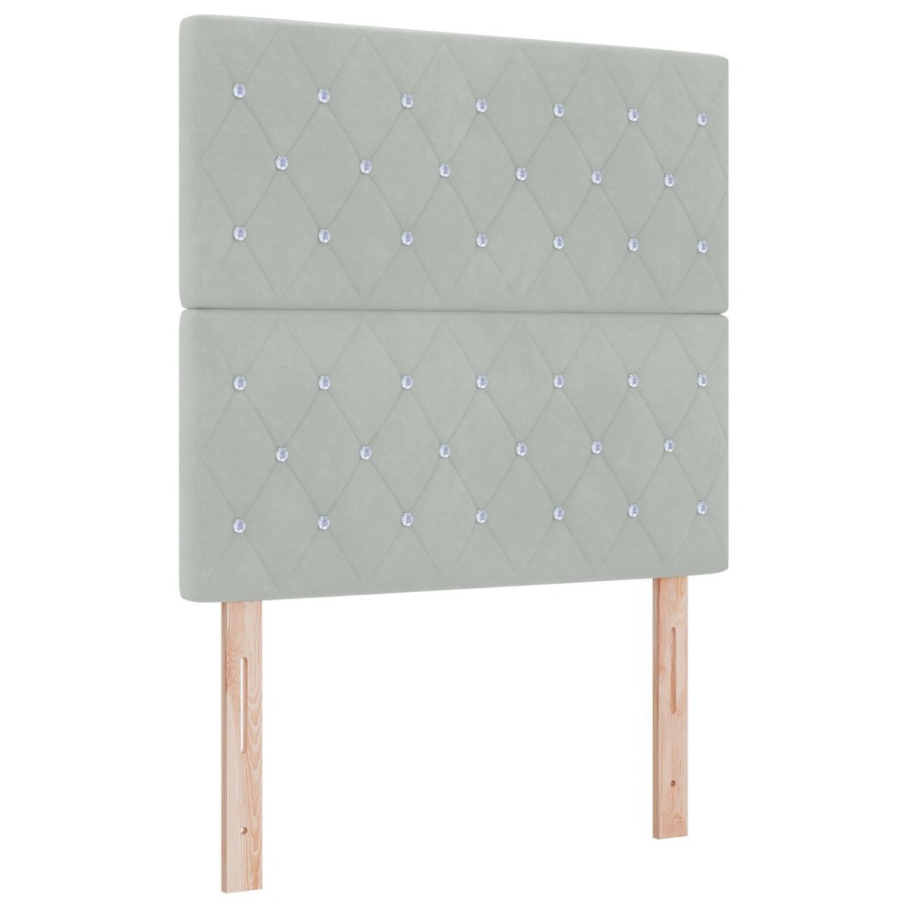 vidaXL Tăblii gri deschis cu butoane de cristal, 100 cm, din catifea