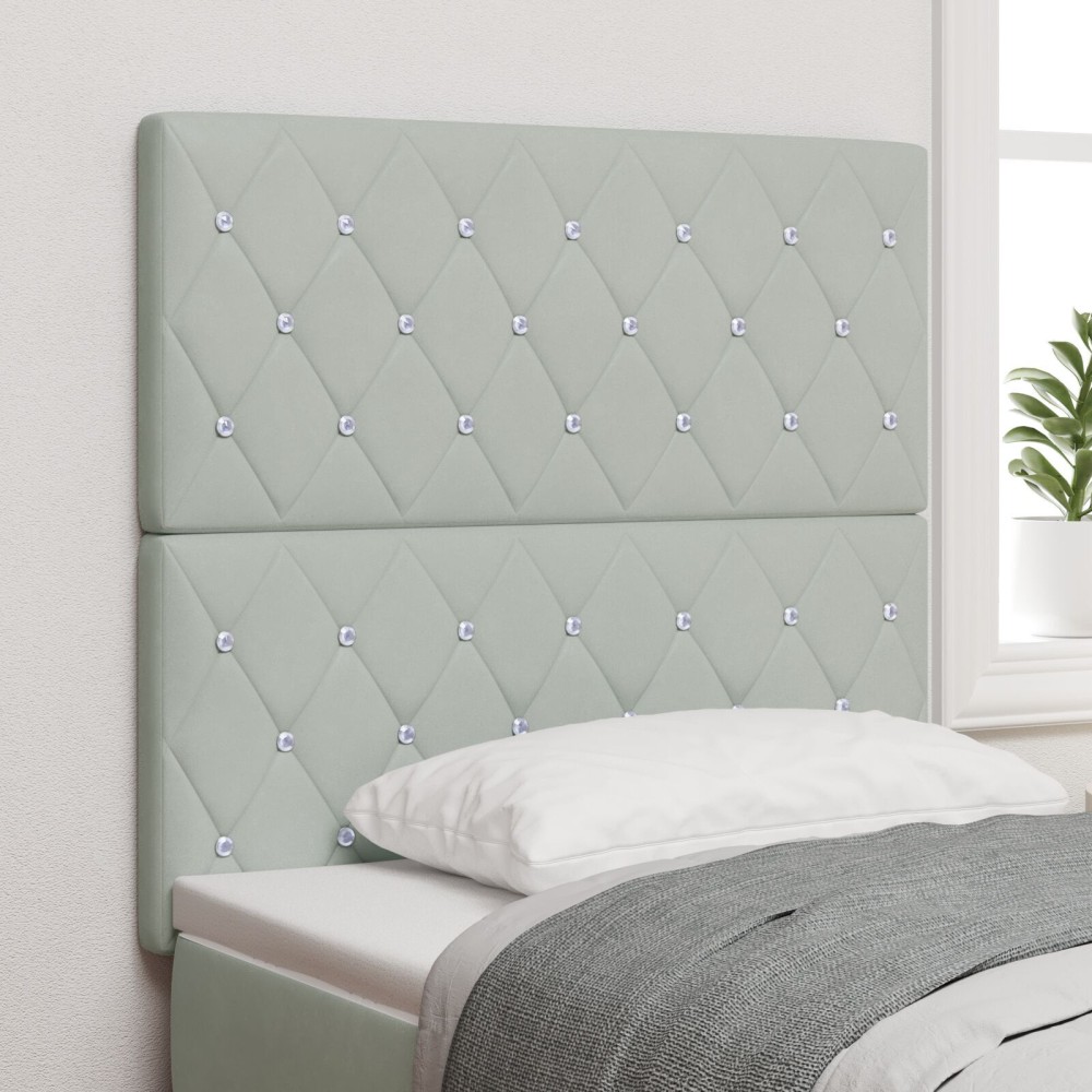 vidaXL Tăblii gri deschis cu butoane de cristal, 100 cm, din catifea