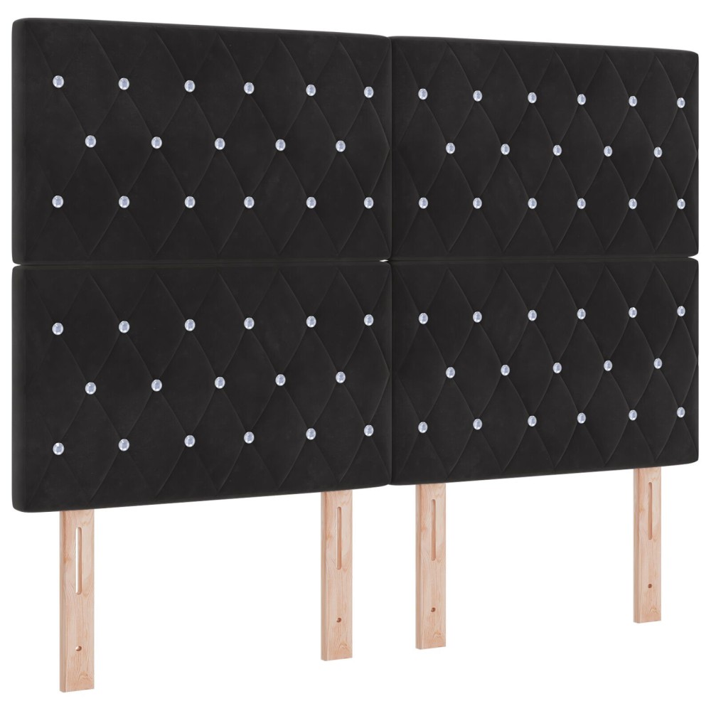 vidaXL Tăblie din Catifea Argyle cu headboard Negru 140 cm Catifea