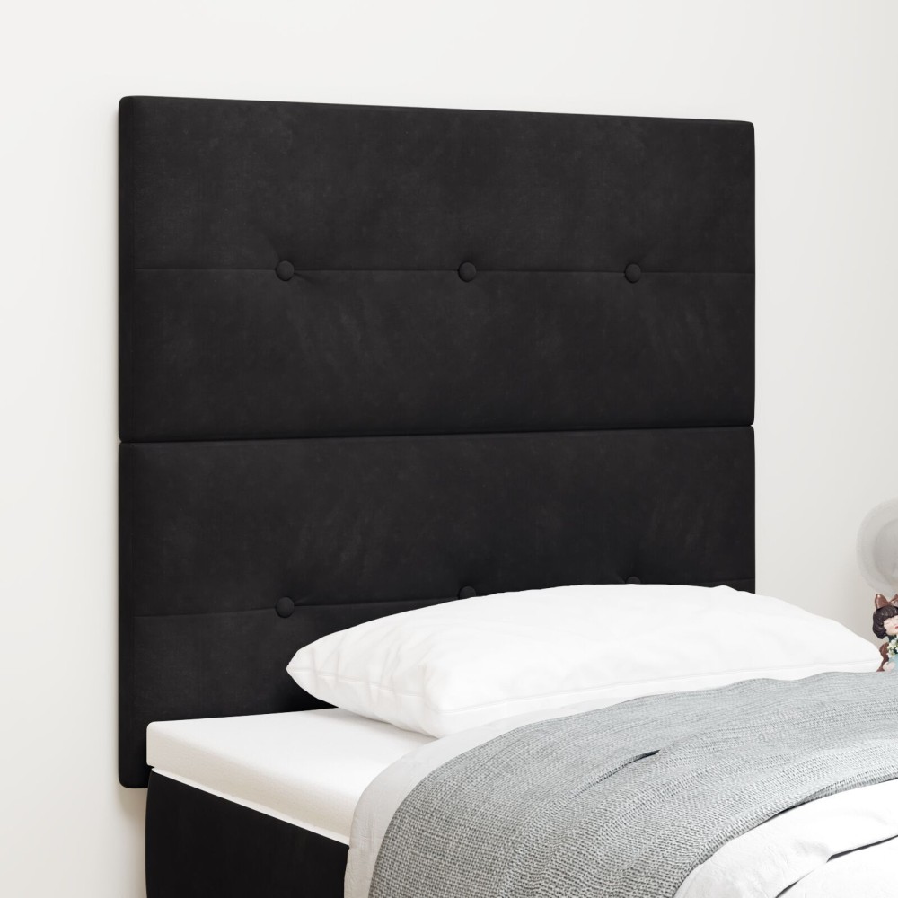 vidaXL Tăblie cap Pe perete cu headboard Manual Negru 80 cm Catifea