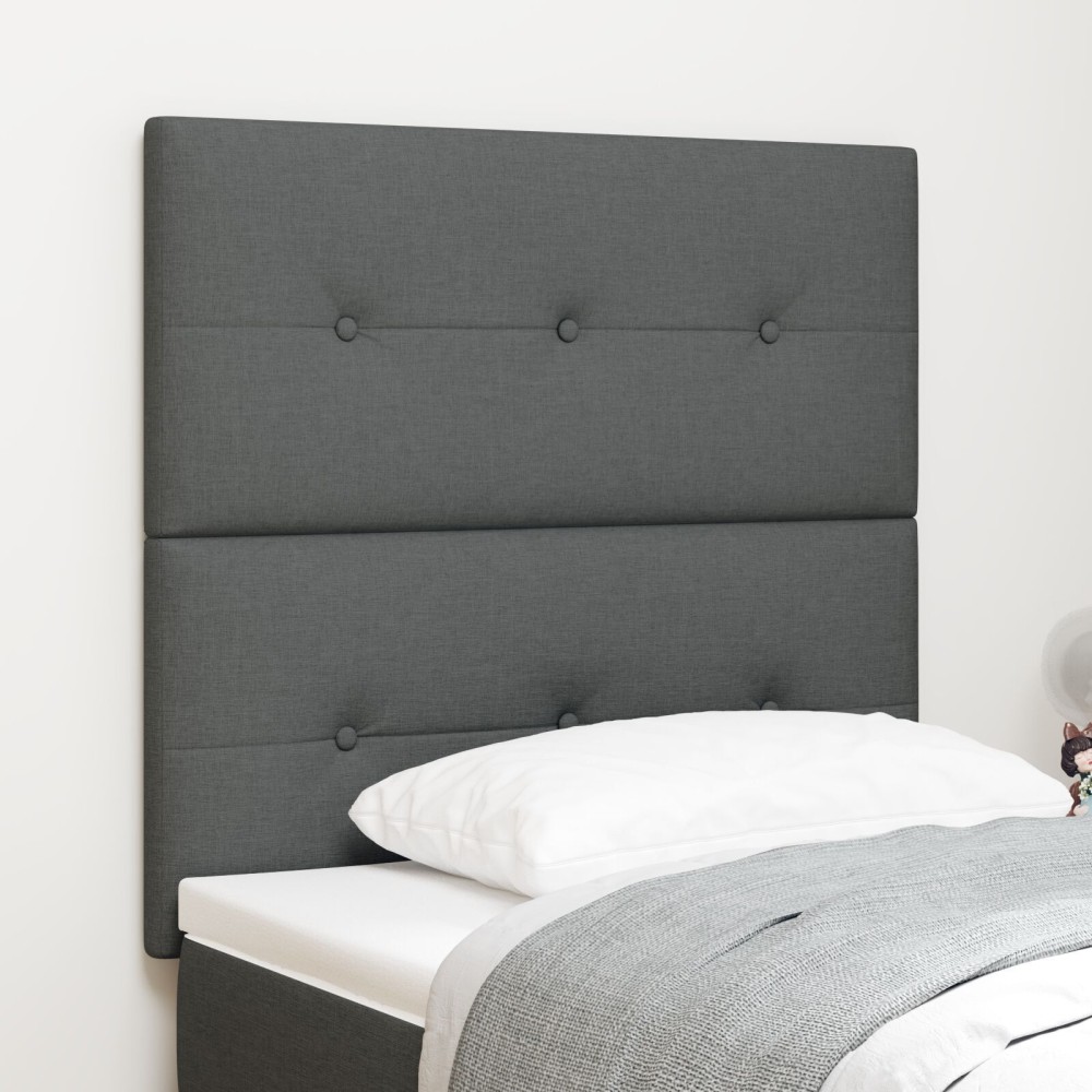 vidaXL Tăblie cap cu headboard Manual Gri închis 100 cm țesătură