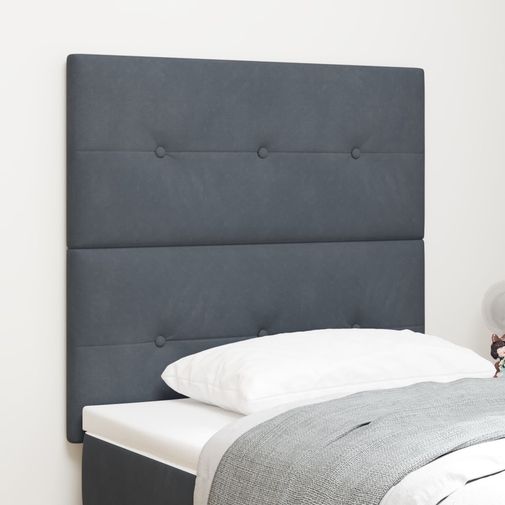 vidaXL Tăblie cap Pe perete cu headboard Gri închis 100 cm Catifea