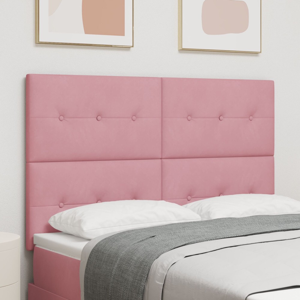 vidaXL Tăblie cap Pe perete cu headboard Manual Roz 160 cm Catifea
