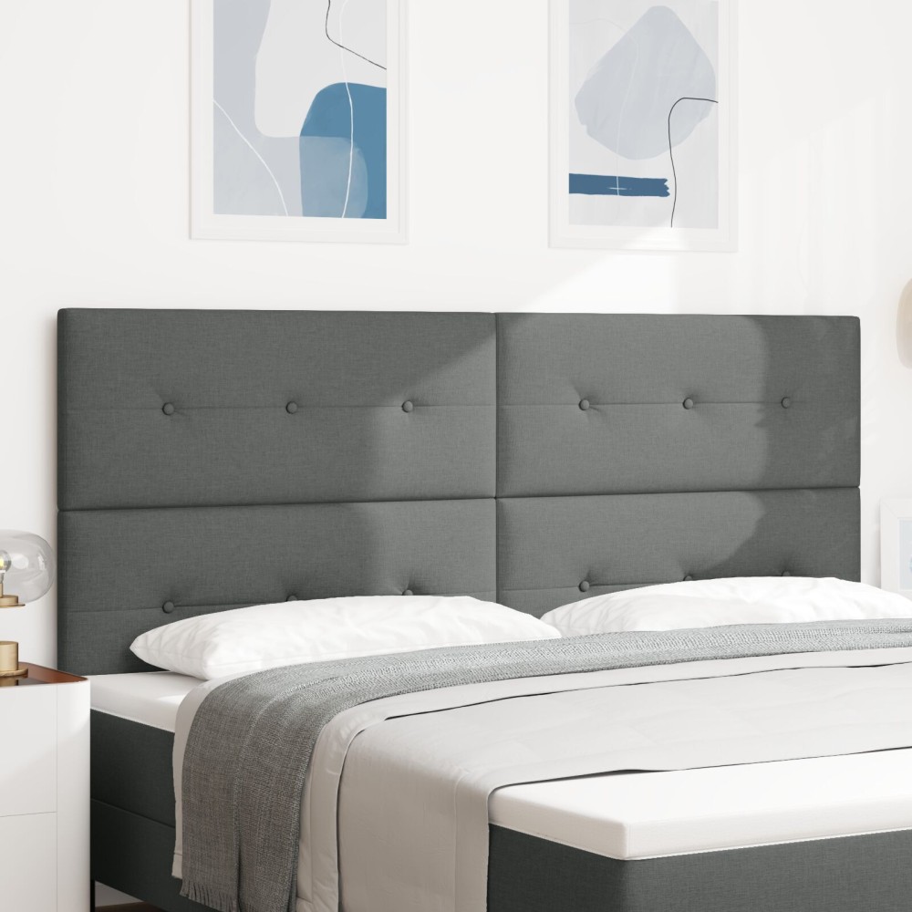 vidaXL Tăblie cap cu headboard Manual Gri închis 200 cm țesătură