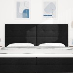 vidaXL Tăblie cap cu headboard Manual Negru 200 cm țesătură