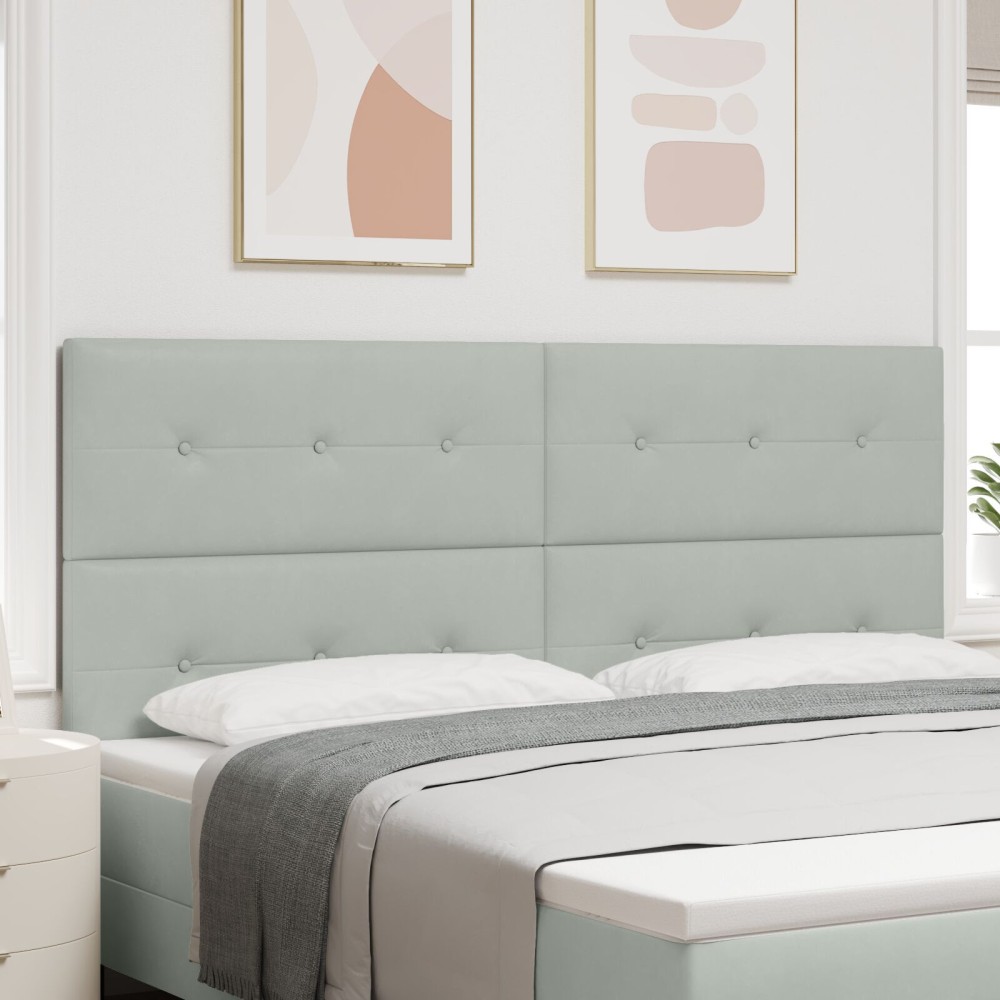 vidaXL Tăblie cap Pe perete cu headboard Gri deschis 200 cm Catifea