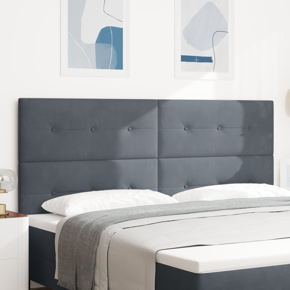 vidaXL Tăblie cap Pe perete cu headboard Gri închis 200 cm Catifea