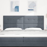 vidaXL Tăblie cap Pe perete cu headboard Gri închis 200 cm Catifea vidaXL Tăblie cap Pe perete cu headboard Gri închis 200 cm Catifea