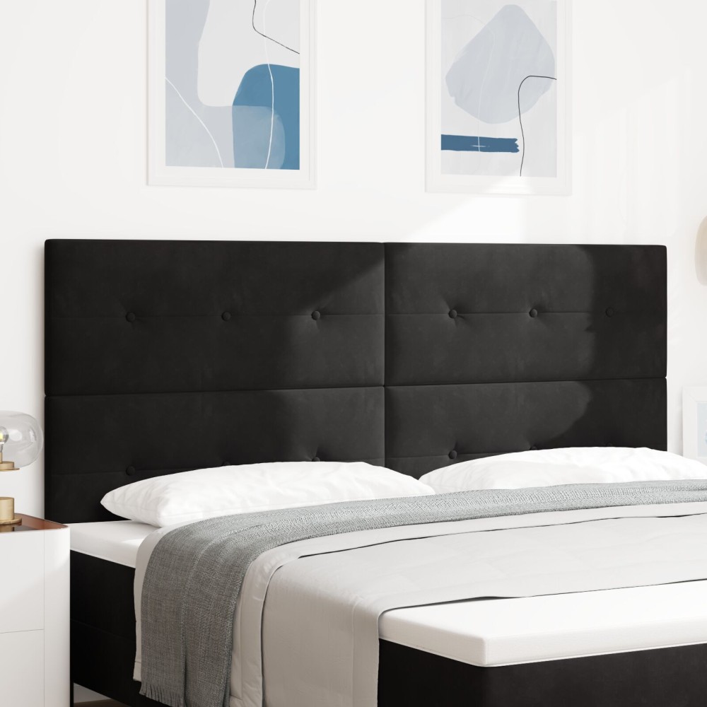vidaXL Tăblie cap Pe perete cu headboard Manual Negru 200 cm Catifea