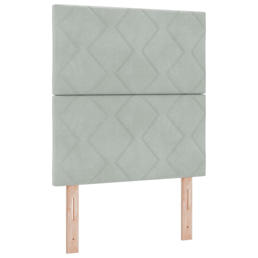 vidaXL Tăblie cap Pe perete Geometric Manual Gri deschis 80 cm Catifea