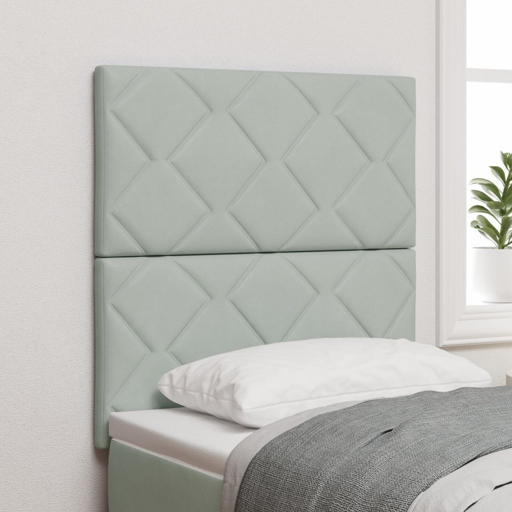 vidaXL Tăblie cap Pe perete Geometric Manual Gri deschis 80 cm Catifea