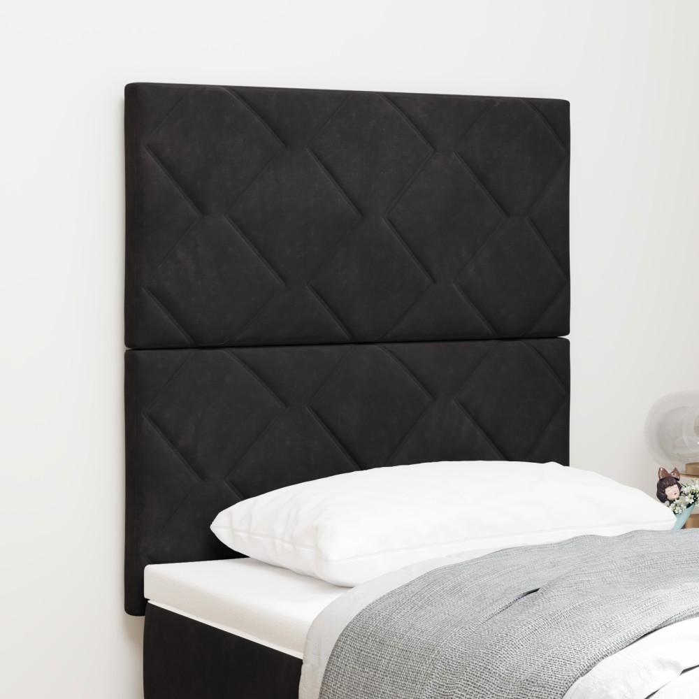 vidaXL Tăblie cap Pe perete Geometric cu headboard Negru 80 cm Catifea