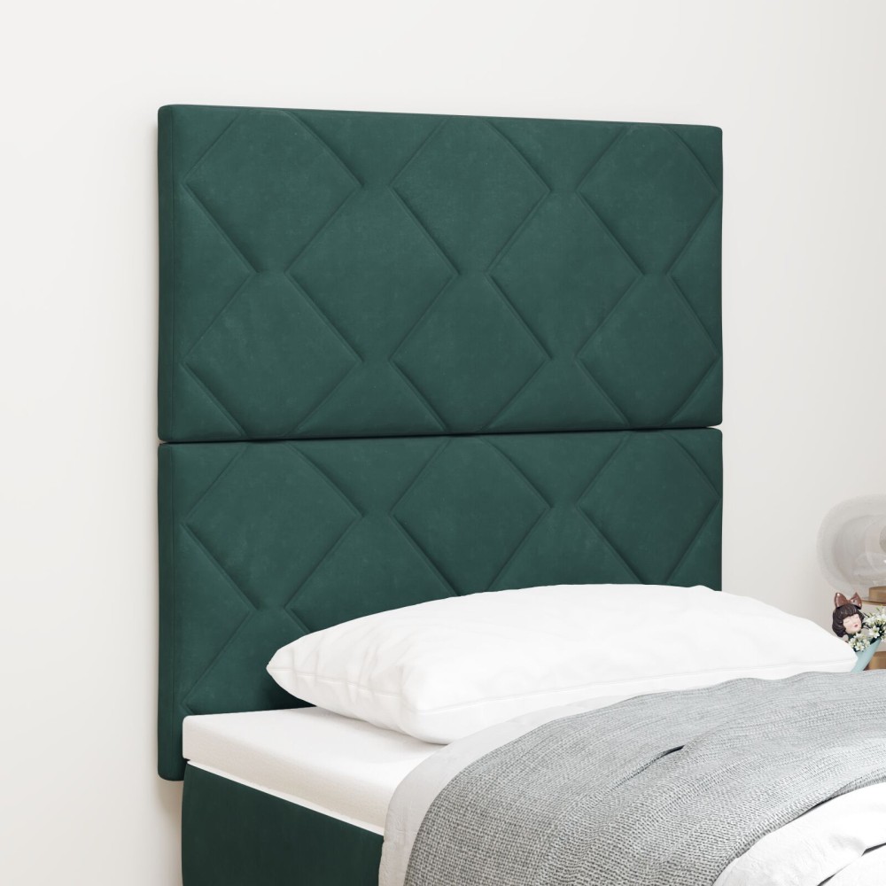 vidaXL Tăblie cap Pe perete Geometric Verde închis 80 cm Catifea