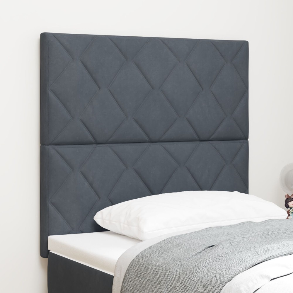 vidaXL Tăblie cap Pe perete Geometric Manual Gri închis 100 cm Catifea
