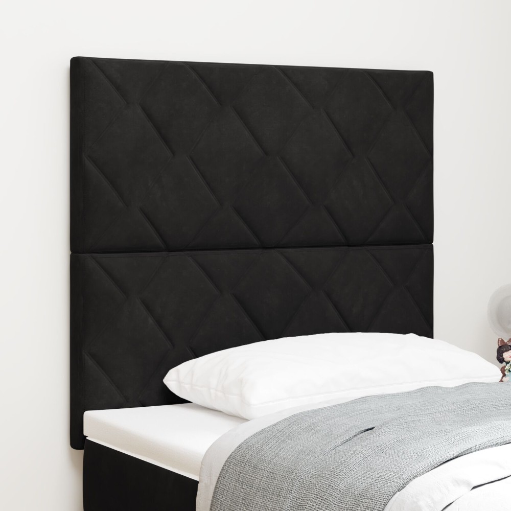 vidaXL Tăblie cap Pe perete Geometric Manual Negru 100 cm Catifea