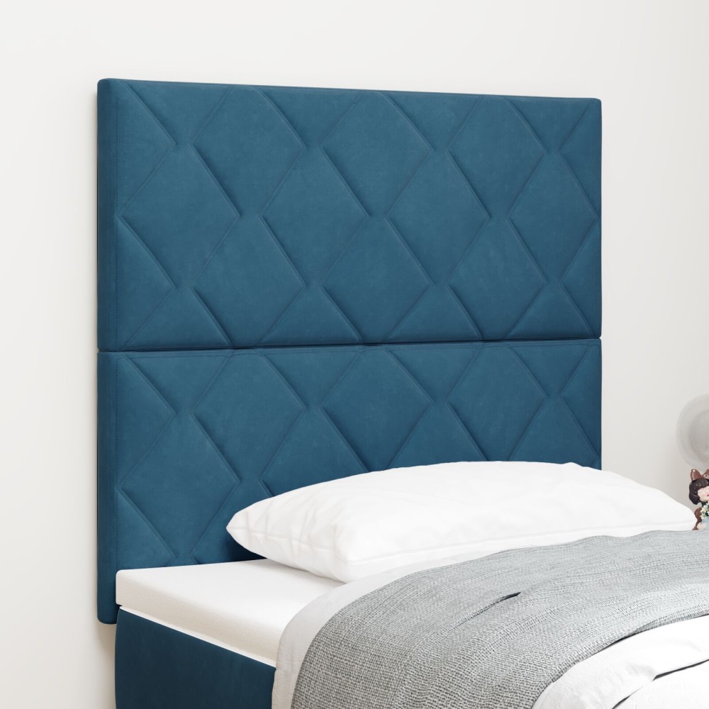 vidaXL Tăblie cap Pe perete Geometric Albastru închis 100 cm Catifea