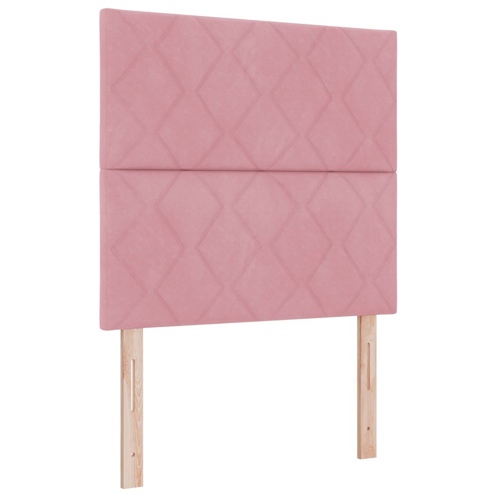 vidaXL Tăblie cap Pe perete Geometric cu headboard Roz 100 cm Catifea