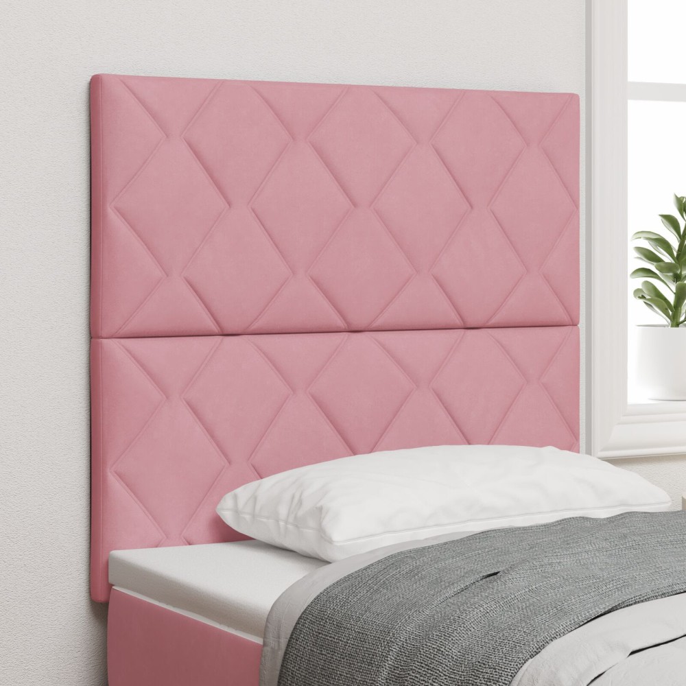 vidaXL Tăblie cap Pe perete Geometric cu headboard Roz 100 cm Catifea