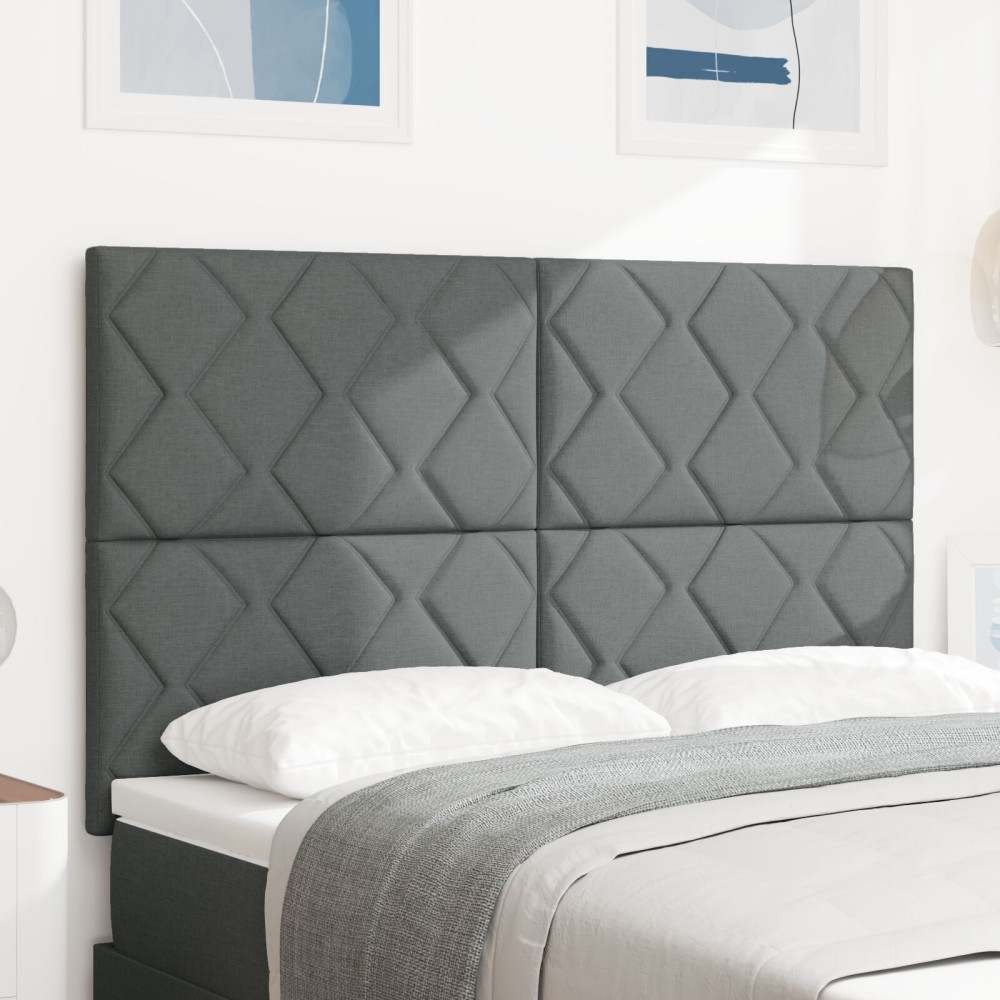 vidaXL Tăblie din Țesătură Geometric Manual Gri închis 140 cm țesătură