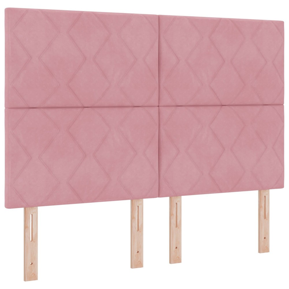 vidaXL Tăblie cap Pe perete Geometric cu headboard Roz 160 cm Catifea