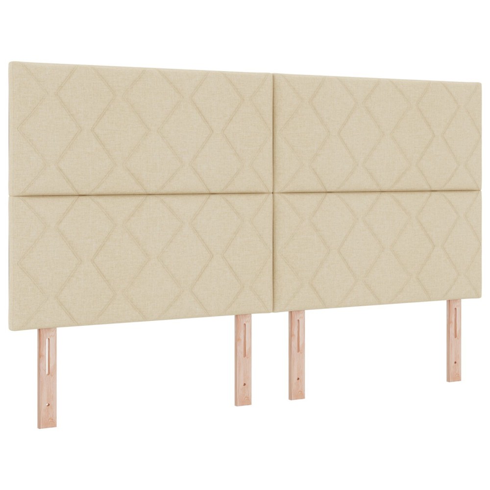 vidaXL Tăblie din Țesătură Geometric cu headboard Crem 180 cm țesătură