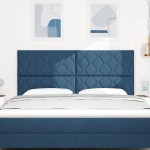 vidaXL Tăblie din Țesătură Geometric Albastru închis 180 cm țesătură
