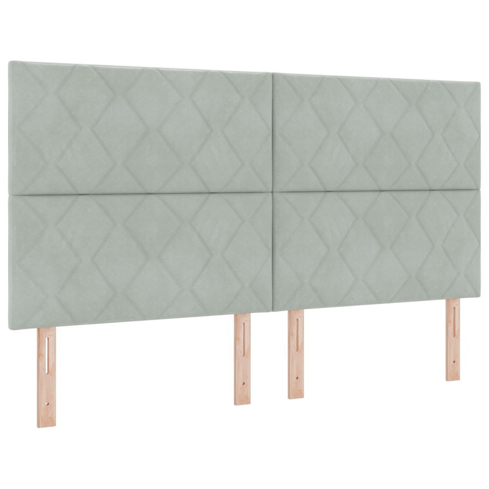 vidaXL Tăblie cap Pe perete Geometric Gri deschis 180 cm Catifea