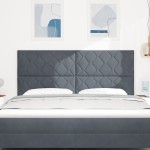 vidaXL Tăblie cap Pe perete Geometric Manual Gri închis 180 cm Catifea vidaXL Tăblie cap Pe perete Geometric Manual Gri închis 180 cm Catifea