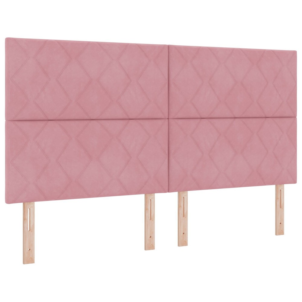 vidaXL Tăblie cap Pe perete Geometric cu headboard Roz 180 cm Catifea
