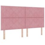 vidaXL Tăblie cap Pe perete Geometric cu headboard Roz 180 cm Catifea vidaXL Tăblie cap Pe perete Geometric cu headboard Roz 180 cm Catifea