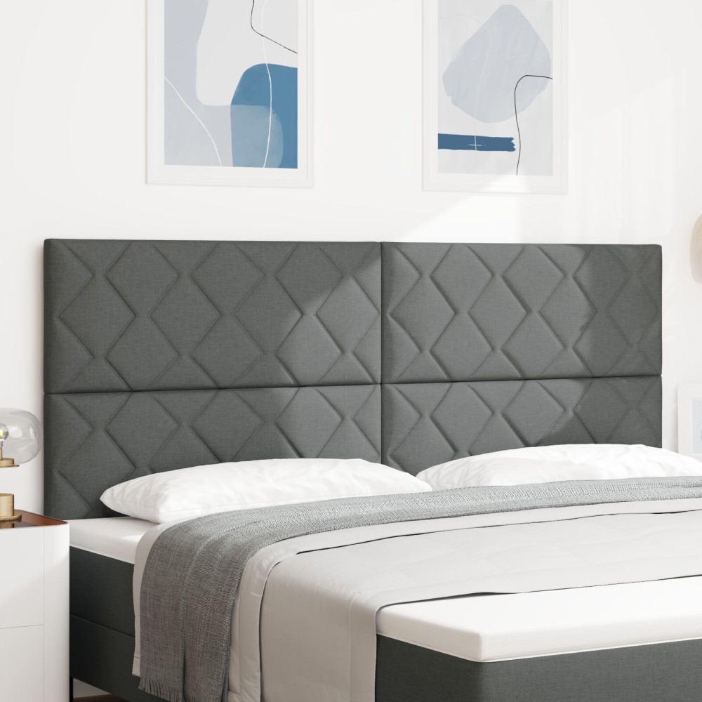 vidaXL Tăblie din Țesătură Geometric Manual Gri închis 200 cm țesătură
