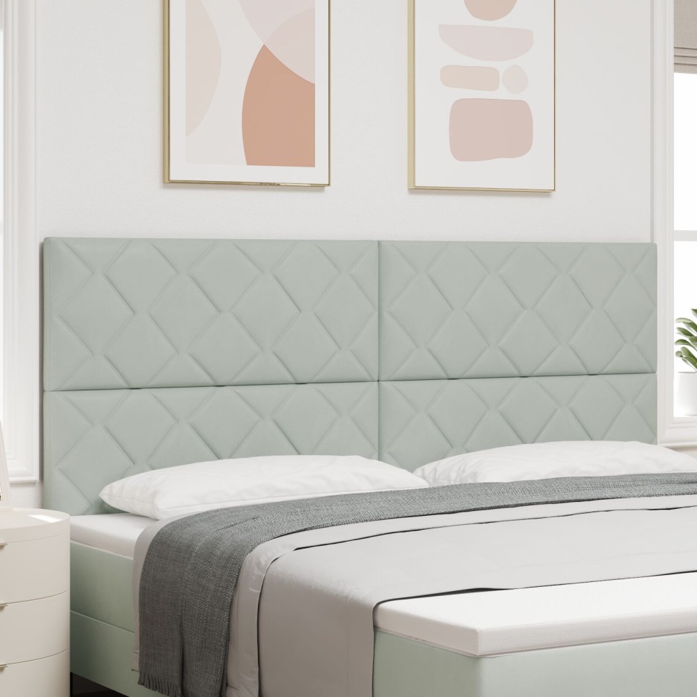 vidaXL Tăblie cap Pe perete Geometric Gri deschis 200 cm Catifea