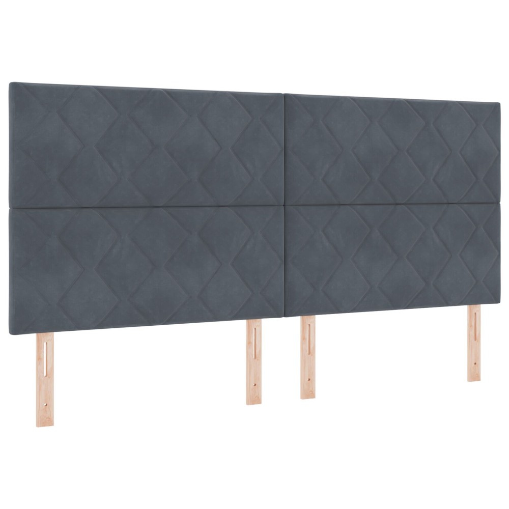 vidaXL Tăblie cap Pe perete Geometric Manual Gri închis 200 cm Catifea