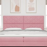 vidaXL Tăblie cap cu headboard Roz 200 cm Catifea