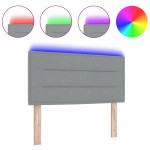 vidaXL Cap de Pat cu LED Design Linii Gri Deschis 90 cm Țesătură