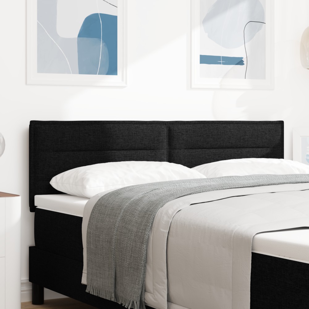 vidaXL Cap de pat LED Design Linii Negru 80 cm Țesătură