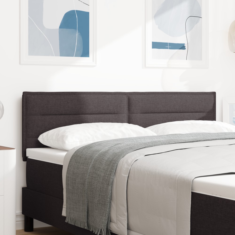vidaXL Cap de pat LED Design Linii Maro închis 160 cm Țesătură