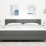 vidaXL Cap de pat LED Design Linii Gri 180 cm Țesătură