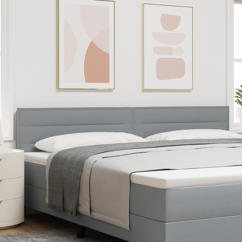 vidaXL Cap de Pat LED Design Linii Gri deschis 200 cm Țesătură
