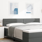 vidaXL Tăblie LED cu lumini cu bandă LED Gri închis 200 cm țesătură