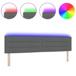 vidaXL Tăblie LED cu lumini cu bandă LED Gri închis 200 cm țesătură