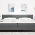 vidaXL Tăblie LED cu lumini cu bandă LED Gri închis 200 cm țesătură