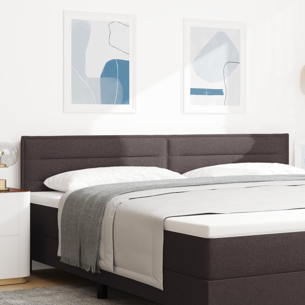 vidaXL Cap de Pat Design Linii Maro Închis 100 cm Țesătură